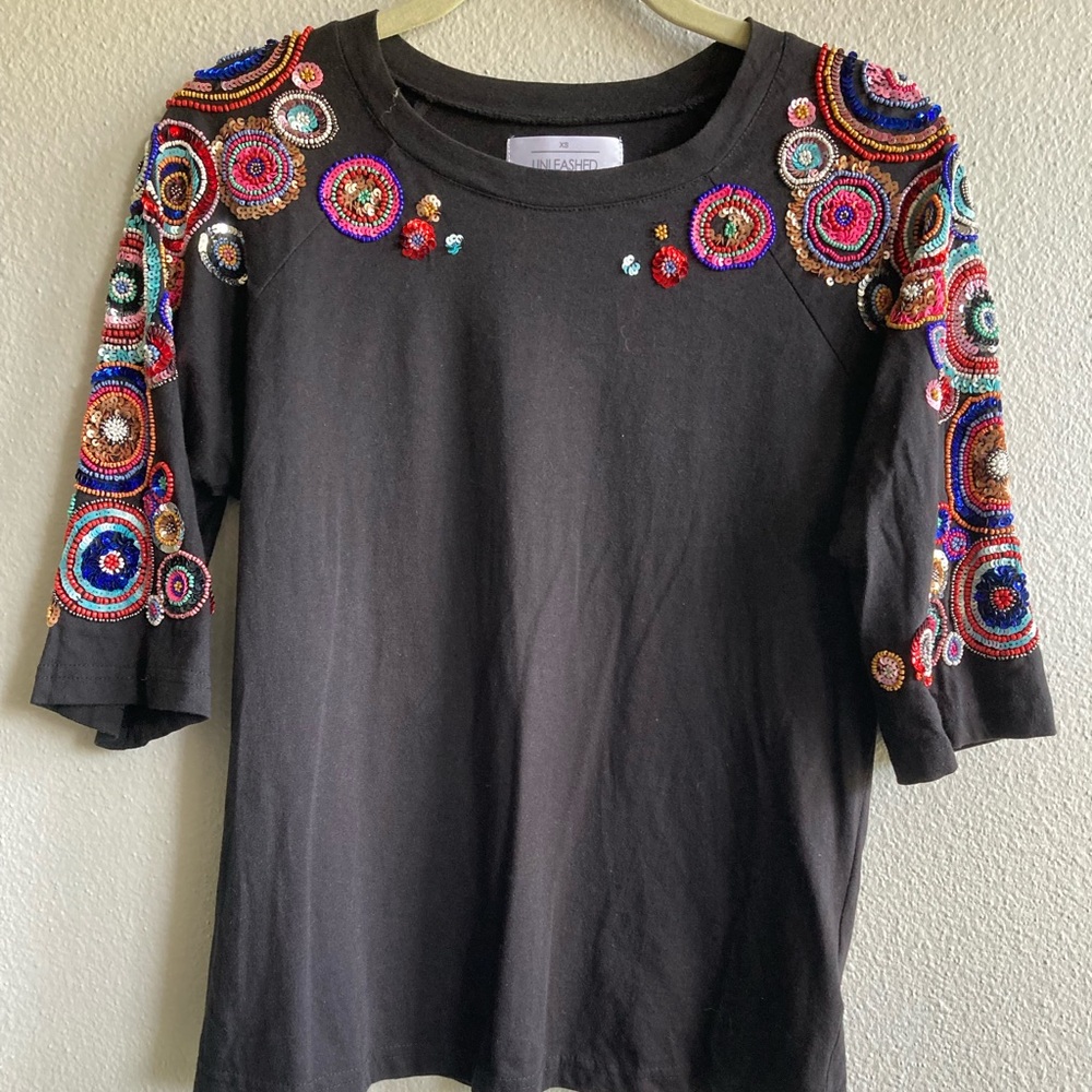 Unleashed festive sequin shoulder top